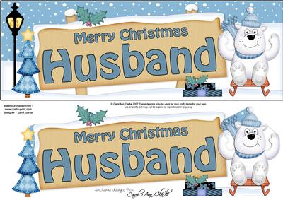 Xmas Husband Bear Signpost Large Dl Easicut 3D Decoupage