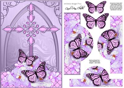 Fancy Cross Pretty Floral Butterfly Pyramid & Decoupage