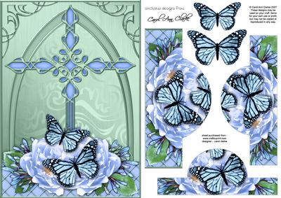 Fancy Cross Pretty Roses Butterfly Pyramid & Decoupage
