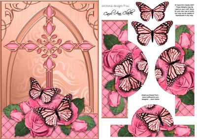 Fancy Cross Roses Butterfly Pyramid & Decoupage