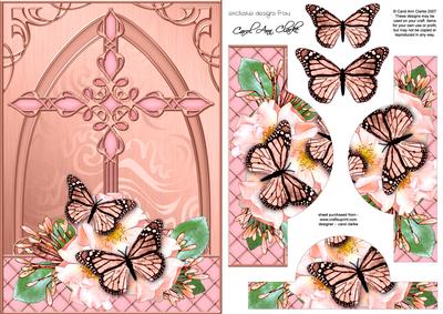 Fancy Cross Butterfly & Wild Roses Pyramid & Decoupage