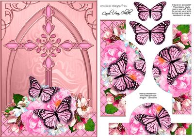 Fancy Cross Butterfly & Blossom Pyramid & Decoupage