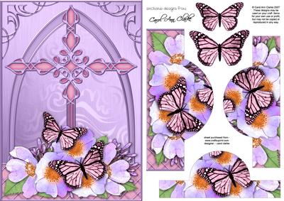Fancy Cross Blooms & Butterfly Pyramid & Decoupage