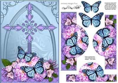Fancy Cross Pastel Bouquet & Butterfly Pyramid & Decoupage