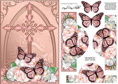 Fancy Cross Butterfly & Pastel Bouquet Pyramid & Decoupage
