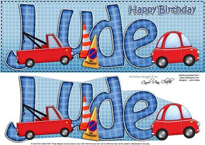 Large Dl Birthday Jude Cars Quick Card N 3D Decoupage