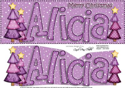 Merry Christmas Alicia Trees Large Dl & 3D Decoupage