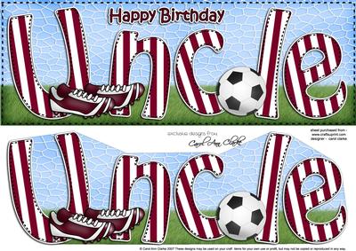 Large Dl Birthday Uncle Football Card & 3D Decoupage
