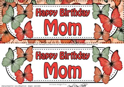 Large Dl Birthday Mom Butterflies Card & 3D Decoupage