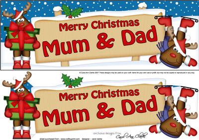 Xmas Mum & Dad Rudolph Signpost Large Dl Easicut Decoupage