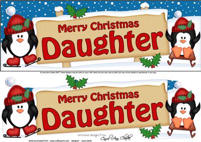 Xmas Daughter Penguins Signpost Lge Dl Easicut Decoupage