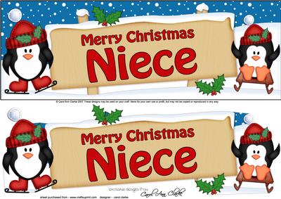 Xmas Niece Penguins Signpost Lge Dl Easicut Decoupage