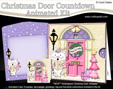 3D Singing Cat Christmas Door Countdown Animated Card