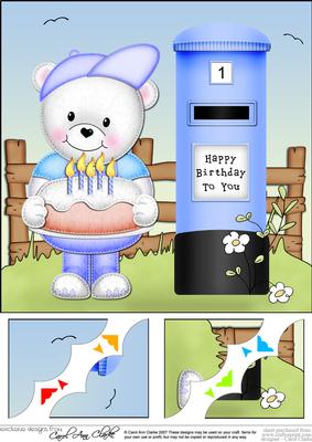8 x 8 Teddy Tess's Birthday Cake Scalloped Corner Topper
