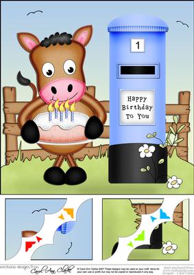 8 x 8 Gigi Horse's Birthday Cake Scalloped Corner Topper