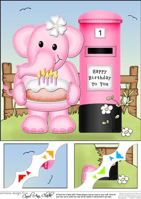 8 x 8 Lola Elephant's Birthday Cake Scalloped Corner Topper