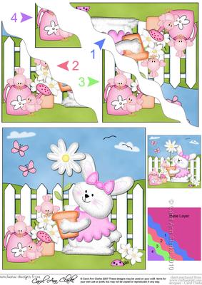 Little Bunny's Flowers Wavy Corner Side Stacker Topper