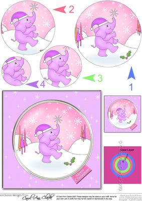 Cute Xmas Elephant Circle Pyramage Topper