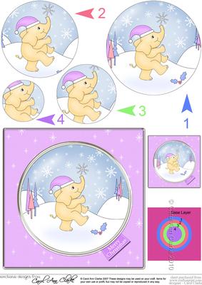 Cute Xmas Elephant Circle Pyramage Topper