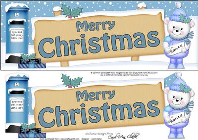 Christmas Teddy Ed Signpost Large Dl Easicut 3D Decoupage