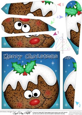 Xmas Pudding Fun Novelty Fan Pyramage Topper