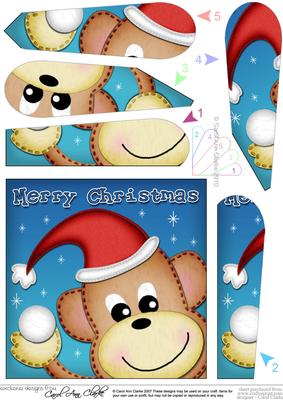 Xmas Cheeky Monkey Fun Novelty Fan Pyramage Topper
