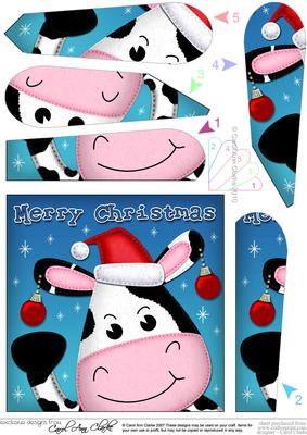 Xmas Milly Moo Cow Fun Novelty Fan Pyramage Topper