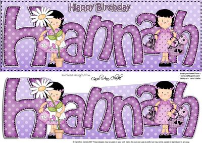 Girlz Birthday Hannah Large Dl Quick Card 3D Decoupage