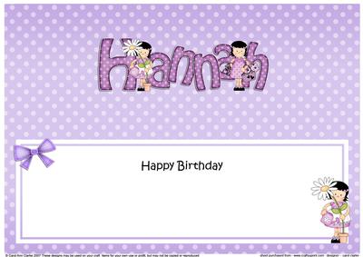 Girlz Birthday Hannah Large Dl Matching Large Dl Insert