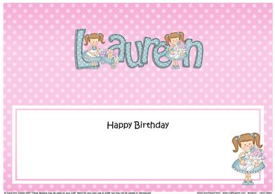 Girlz Birthday Lauren Large Dl Matching Large Dl Insert