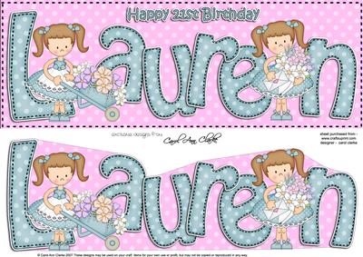 Girlz 21st Birthday Lauren Large Dl Quick Card 3D Decoupage