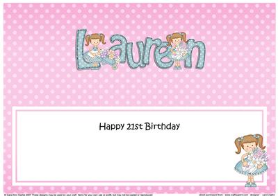 Girlz 21st Birthday Lauren Large Dl Matching Large Dl Insert
