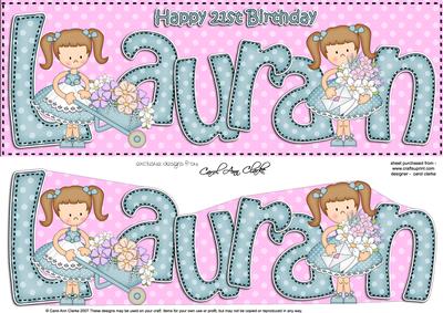 Girlz 21st Birthday Lauran Large Dl Quick Card 3D Decoupage