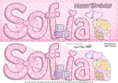 Birthday Sofia Doll Large Dl Quick Card 3D Decoupage