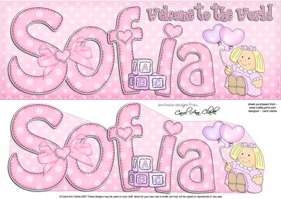Welcome to the World Sofia Quick Card N 3D Decoupage