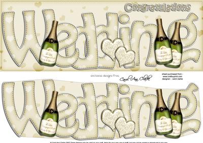 Large Dl Wedding Champagne Quick Card with 3D Decoupage