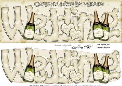 Large Dl Ev & Stuart Wedding Champagne Quick Card Decoupage