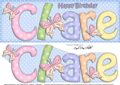Large Dl Birthday Clare Butterflies Card & 3D Decoupage