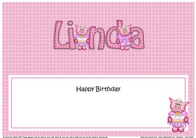 Birthday Linda Zoe Piggy Matching Large Dl Insert