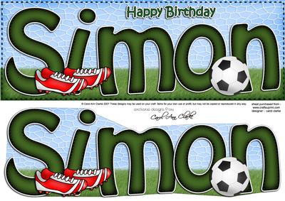 Large Dl Birthday Simon Football Quick Card N 3D Decoupage