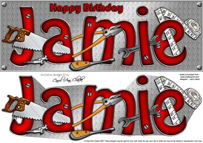 Large Dl Birthday Jamie DIY Tools Quick Card N 3D Decoupage
