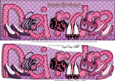 Large Dl Birthday Deirdre Shoes & Handbags 3D Decoupage