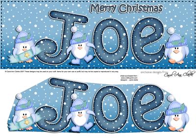 Merry Christmas Joe Penguins Large Dl & 3D Decoupage