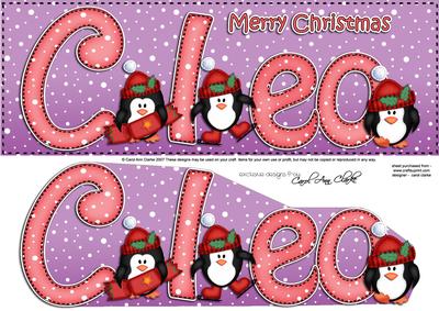 Merry Christmas Cleo Penguins Large Dl & 3D Decoupage