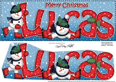 Merry Christmas Lucas Snowmen Large Dl & 3D Decoupage