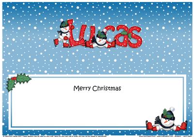 Merry Christmas Lucas Snowmen Matching Large Dl Insert