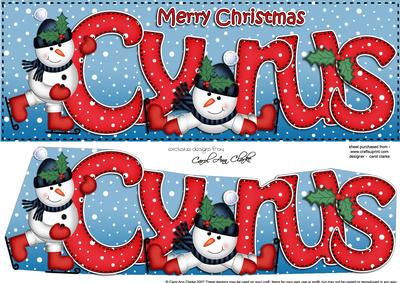 Merry Christmas Cyrus Snowmen Large Dl & 3D Decoupage