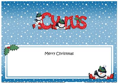 Merry Christmas Cyrus Snowmen Matching Large Dl Insert