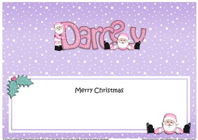 Merry Christmas Darcey Santa Matching Large Dl Insert