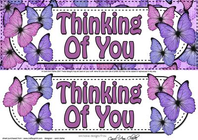 Large Dl Thinking of You Butterflies Card & 3D Decoupage